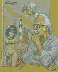 Kelly Freas at work. Picture copyright © Kelly Freas. All rights reserved.