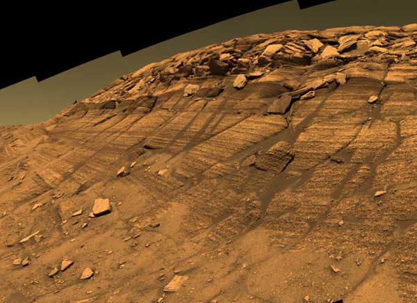 Burns Cliff, color, detail. Image credit NASA/JPL.