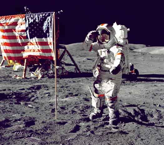 Gene Cernan on the Moon saluting the flag. Image Credit: NASA
