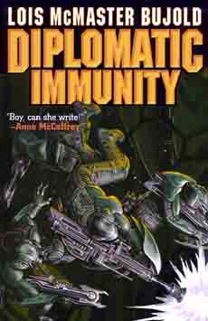 Diplomatic Immunity by Lois McMaster Bujold, cover copyright 2002 by Baen Books.