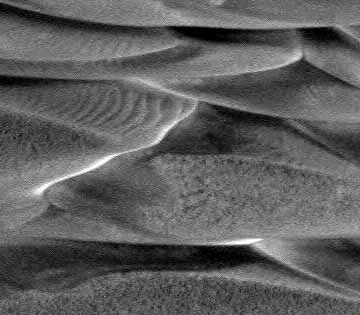 Dunes in Endurance Crater. {hi-res} Image credit NASA/JPL.