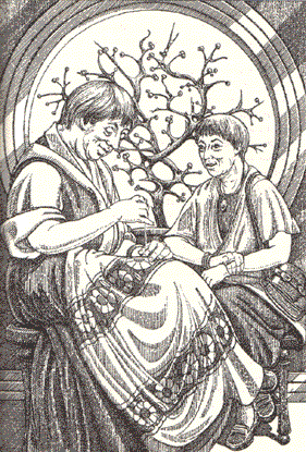Interior illustration from Changing Planes from the story Feeling at Home with the Hennebet.  Illustration Copyright © 2003 by Eric Beddows.  All Rights Reserved.  Used with kind permission.