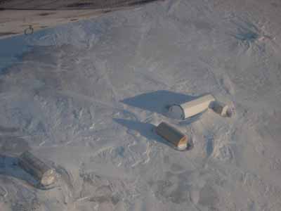 An aerial view of the Houghton Mars Project Base Camp. (Photo credit: NASA Haughton-Mars Project 2003 / Joe Amarualik)