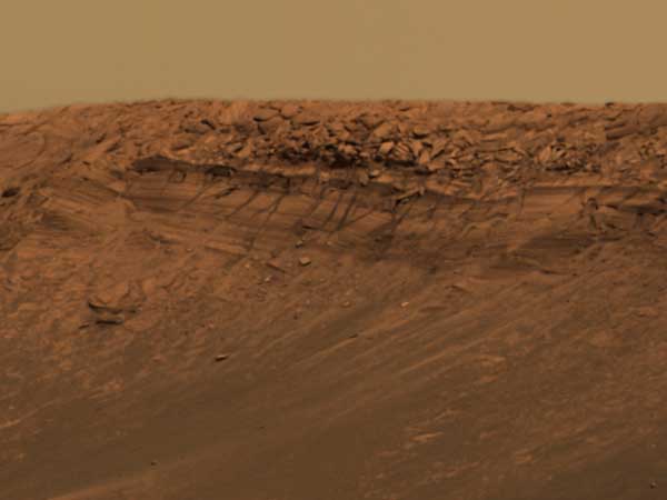 Endurance crater - Burns Ridge - true color. Image credit NASA/JPL.