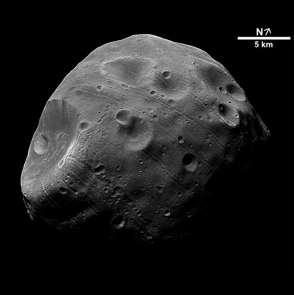 Phobos. Image credit ESA/DLR/FU Berlin (G. Neukum) .
