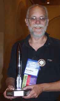 Ron Miller with his Hugo at the 2002 WorldCon - Picture Copyright © 2002 by Suzanne Gibson.