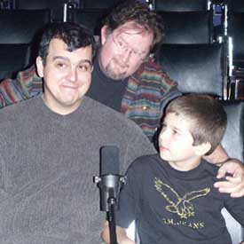 Sean Branney, Andrew Leman and Aidan Branney at the Hour 25 taping. Copyright ©2003 by Suzanne Gibson