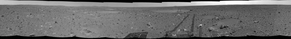 The path behind Spirit. Image credit NASA/JPL.