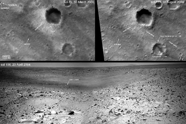 A dark streak on Mars. Image credit NASA/JPL.