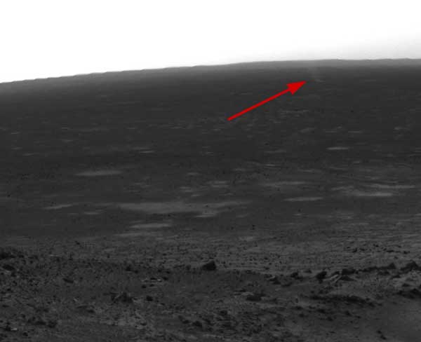 Spirit, another dust devil. Image credit NASA/JPL.