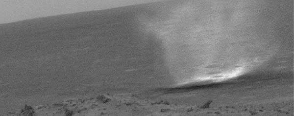 Spirit, dust devil. Image credit NASA/JPL.