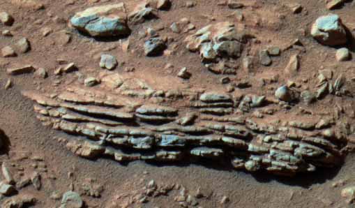 A layered rock. Image credit NASA/JPL.