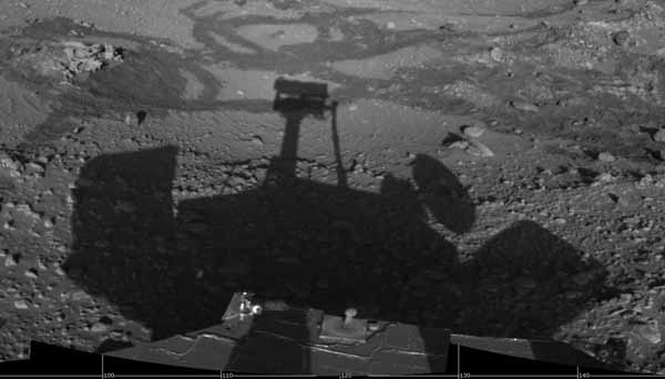 The shadow of Spirit. Image credit NASA/JPL.