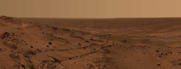 Spirit - a view from the hills. Image credit NASA/JPL.
