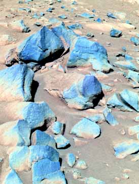 Rocks - false color. Image credit NASA/JPL.